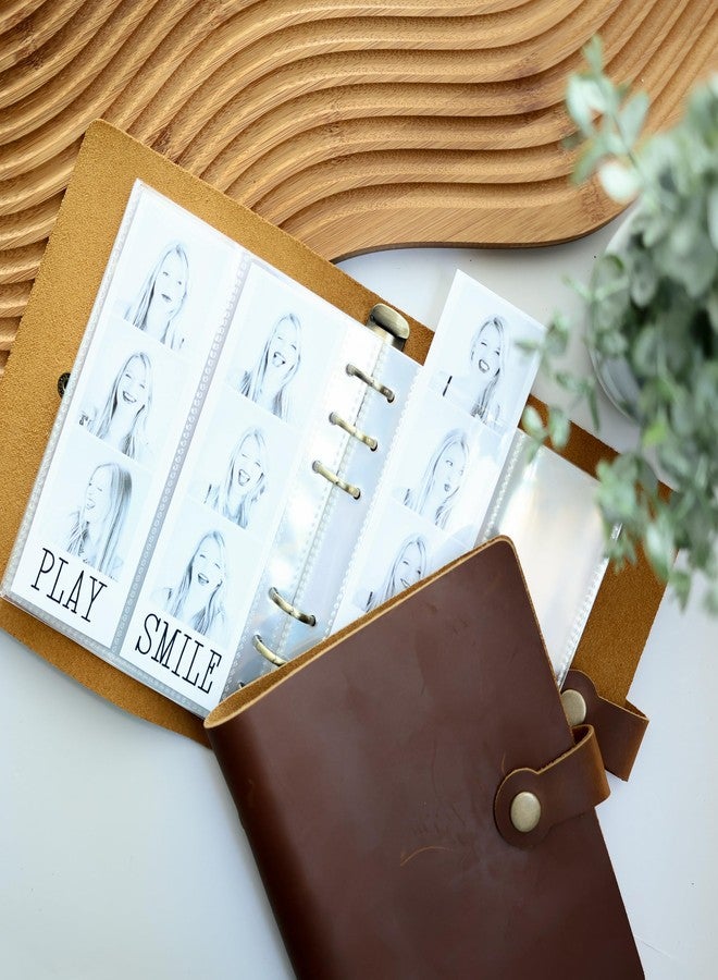 SMILE&WAVE Premium Genuine Cowhide Leather Photo Album For 4X6 and 2X6 Strips - 6 Ring Refillable Binder - Store All Your Prints In Style -Mix And Combine - Upscale Present (GENUINE LEATHER, 2X6) - Image 4